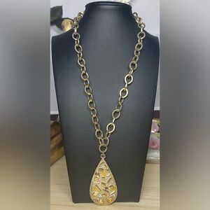 Vintage 1959 Sarah Coventry sultana confetti rhinestone gold tone necklace
